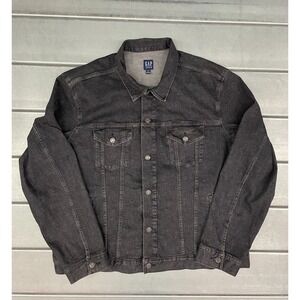 GAP Trucker Jean Jacket Mens 2XL Black Denim Cotton Workwear Y2K